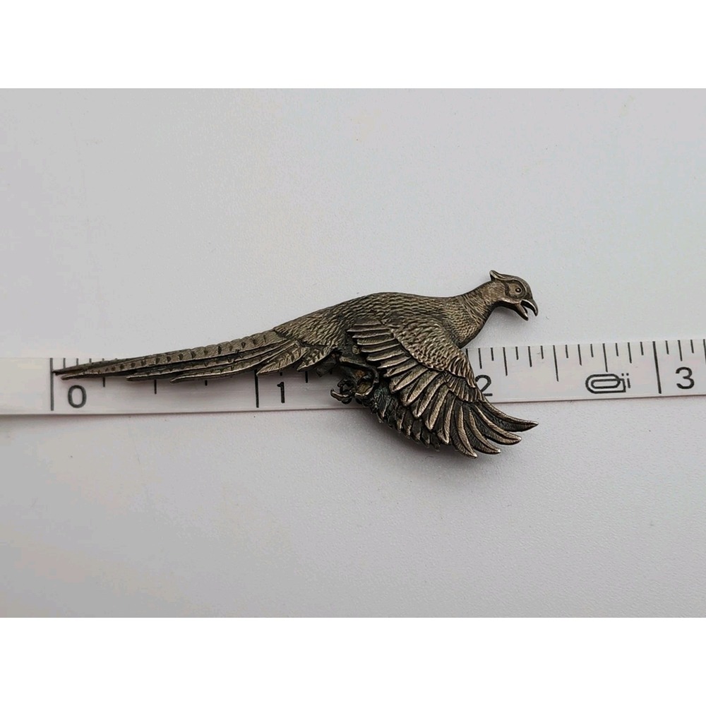 Vintage signed Sid Bell Tully NY sterling silver Pheasant Pin Brooch